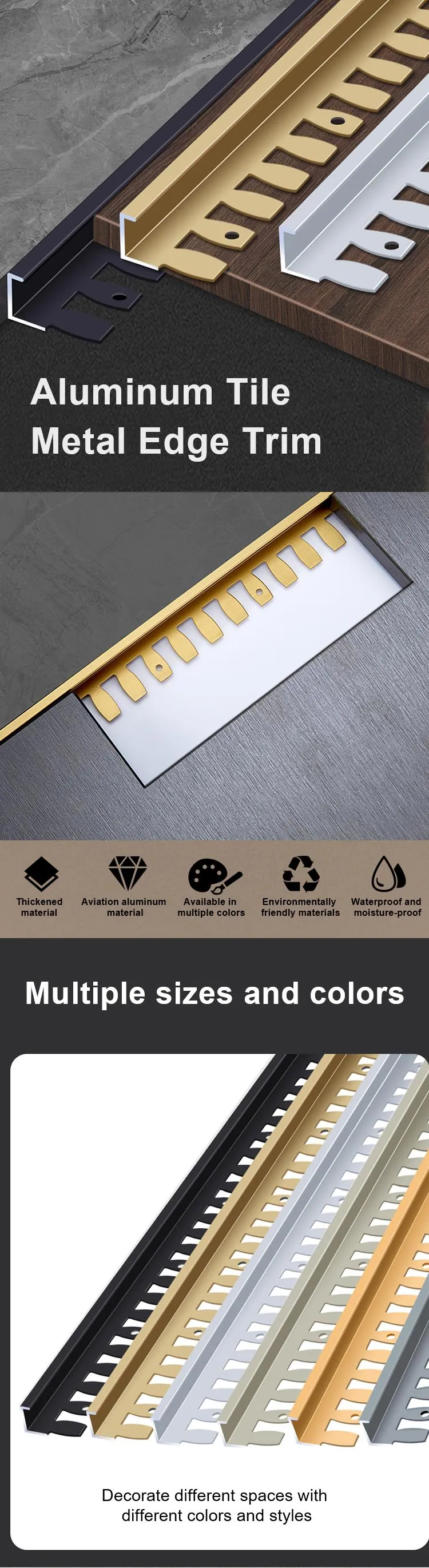 Case Flexible Metal L Profile Edge Trim Multi Color Pack 001