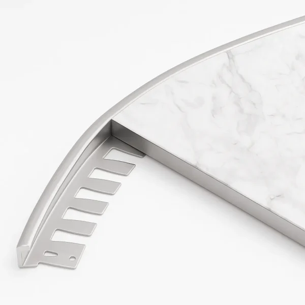 L-Profile Flexible Tile Edge Trim with U-Shaped Cutouts
