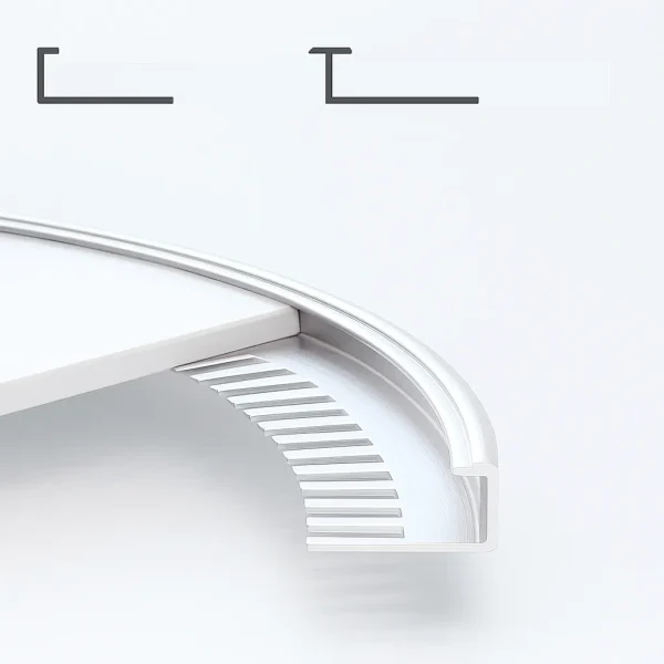 L-Profile Flexible Tile Edge Trim with U-Shaped Cutouts