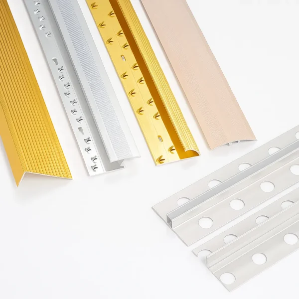 L-Profile Flexible Tile Edge Trim with U-Shaped Cutouts