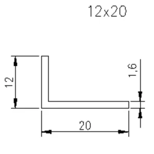 12x20mm Water Stop Angle with Extended Base