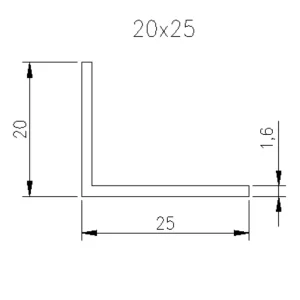 20x25mm Wide-Base Aluminum Shower Angle