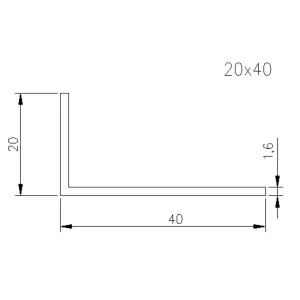 20x40mm Extended-Leg Bathroom Waterstop Angle