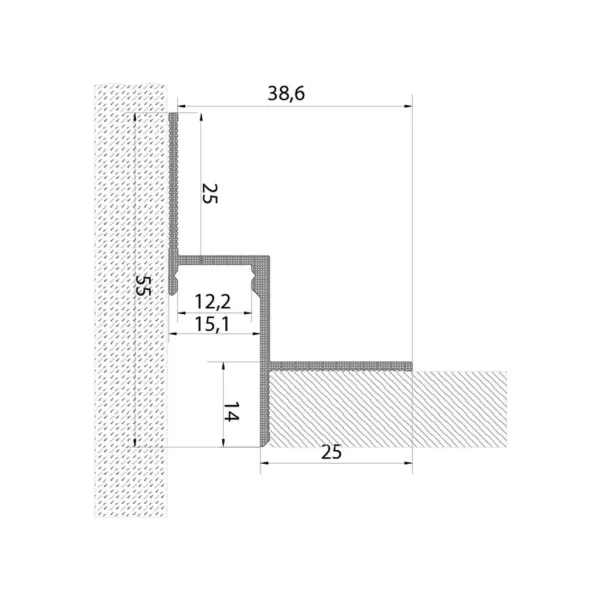 Inverted Step Shadow Gap in Ceiling Profile