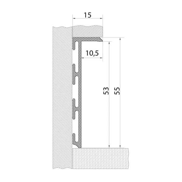 Recessed Shadow Gap Skirting Detail with Grip-Lock
