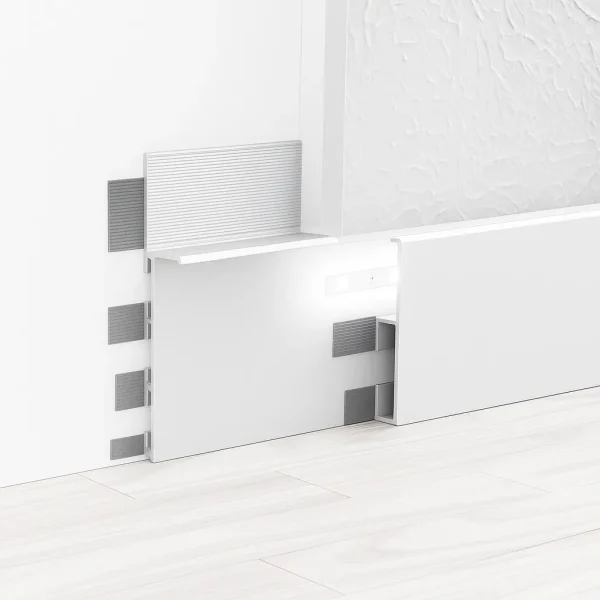 Ribbed Aluminum LED Shadow Gap Profile for Plaster