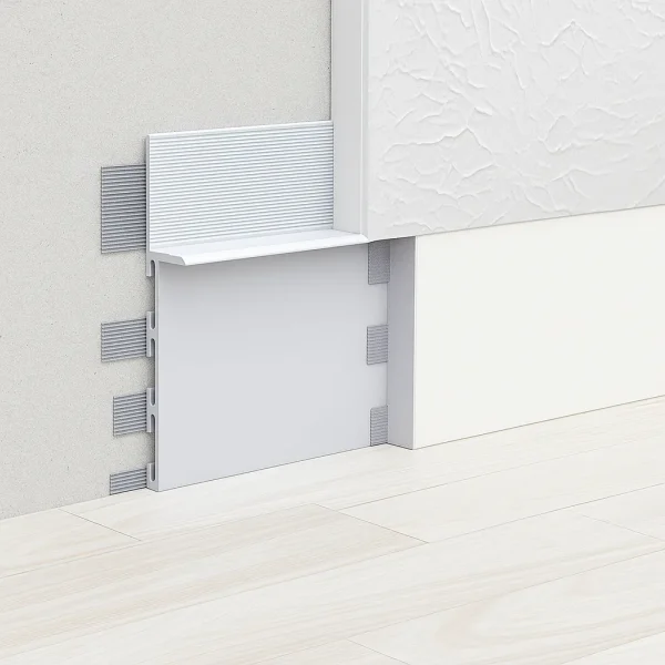 Ribbed Detail Aluminium Shadow Gap Skirting